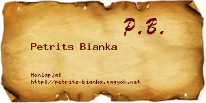 Petrits Bianka névjegykártya